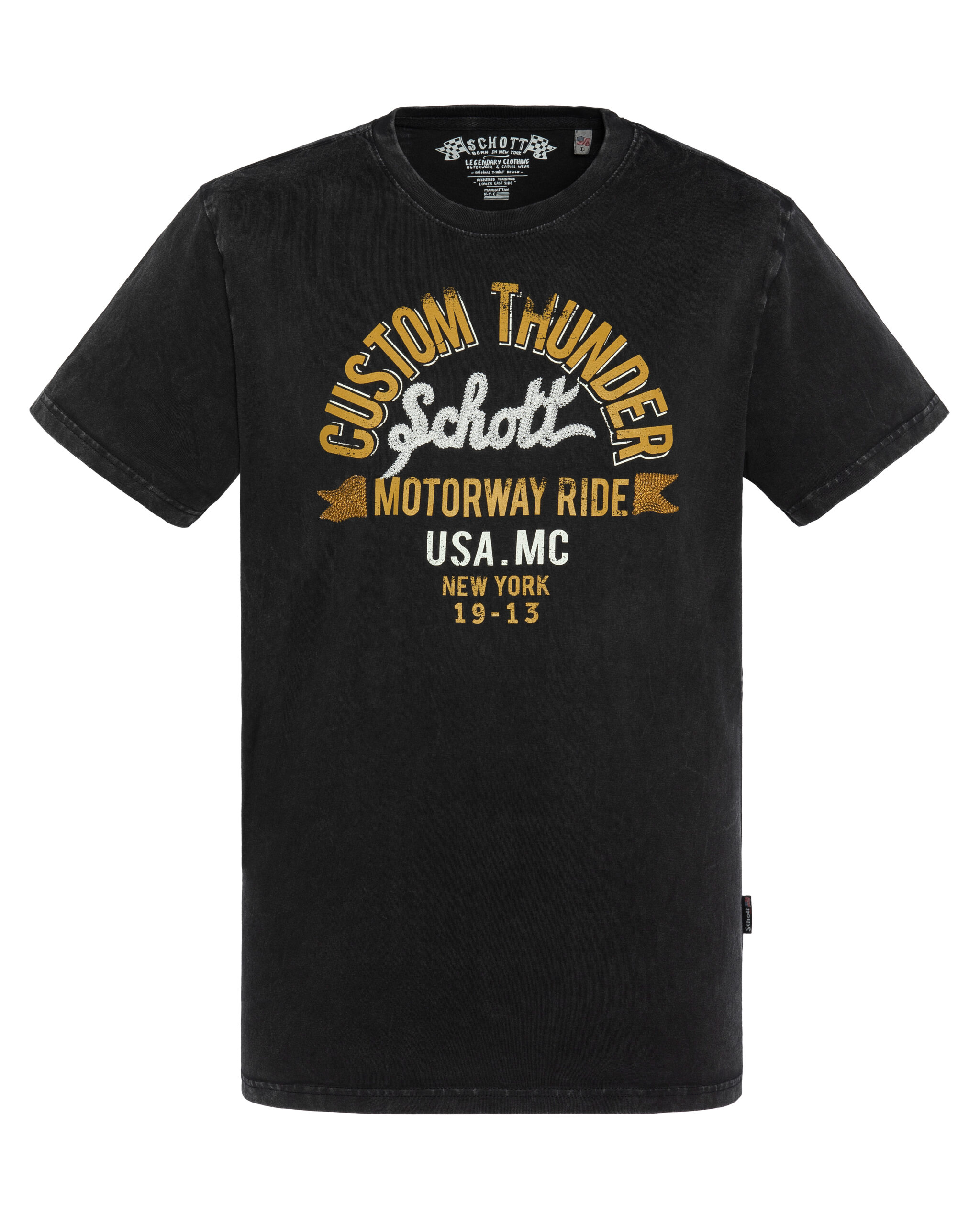 t-shirt noir avec imprimé marque schott